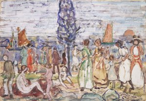 Strand med det blå træ af Maurice Brazil Prendergast